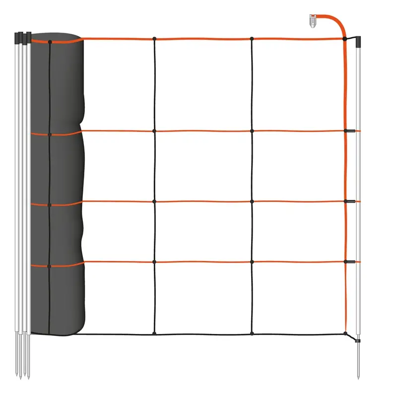 Top-Seller B-Ware: VOSS.farming TitanLight Net 50m Schafnetz, Elektrozaun-Netz, 90cm, 14 Pfähle, 1 Spitze