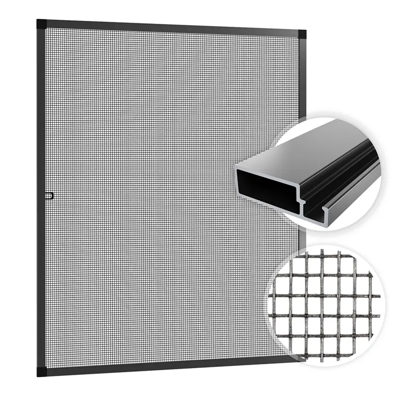 Sichere Zahlung SAMUFLY Fliegengitter mit Alurahmen, Fenster-Insektenschutzgitter, 100x120cm, anthrazit