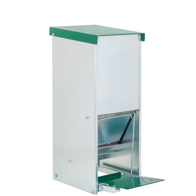 B-Ware: VOSS.farming Geflügel-Futterautomat "Gallus 8" mit Trittklappe, Metall, 8kg Knallerangebot