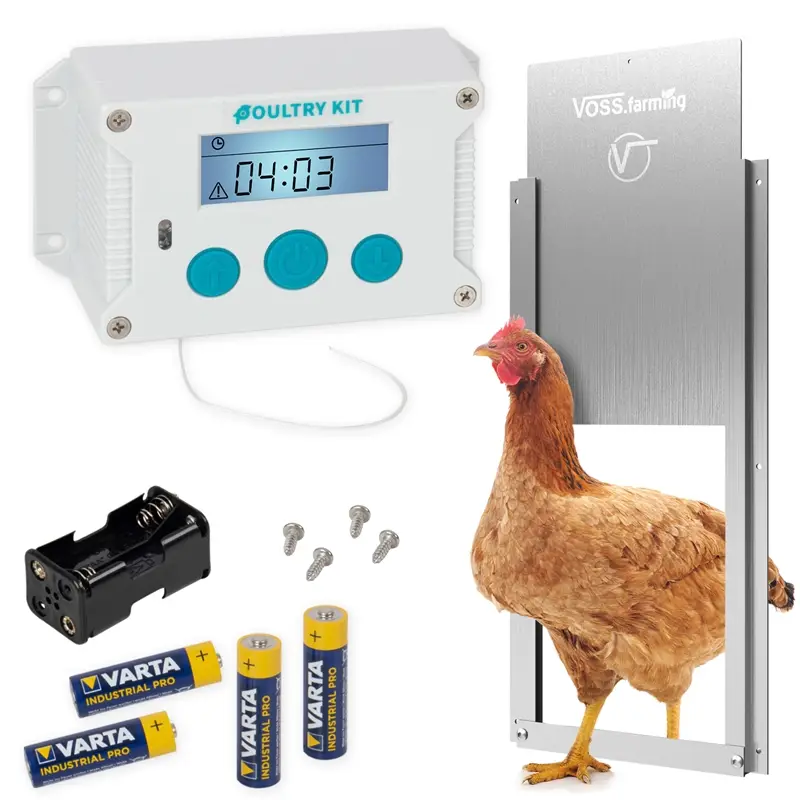 Billig SET VOSS.farming Poultry Kit - automatische Hühnertür, Hühnerklappe 220 x 330mm