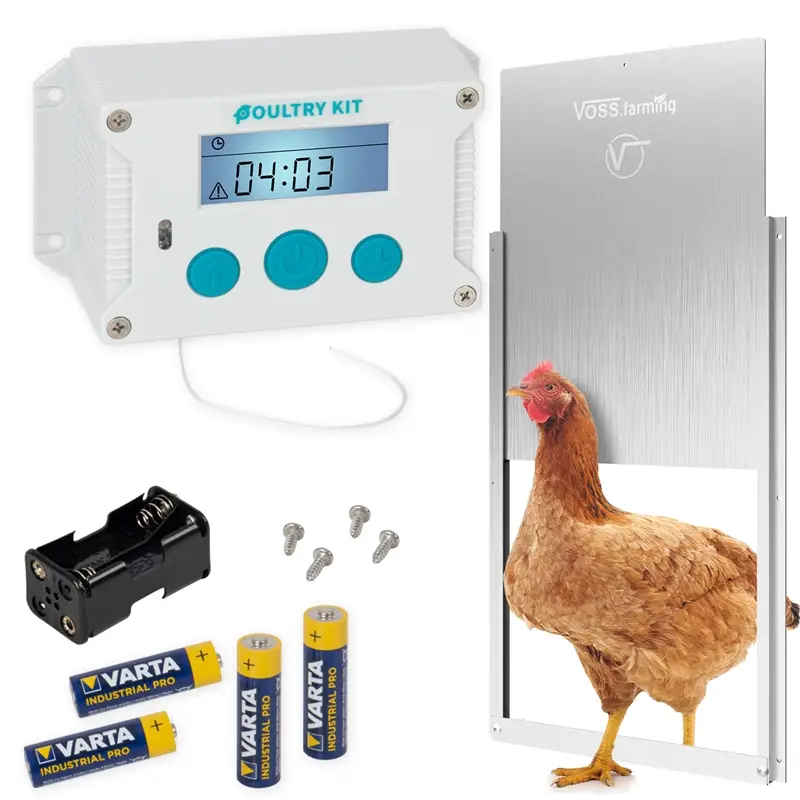 SET VOSS.farming Poultry Kit - automatische Hühnertür, Hühnerklappe 300 x 400mm Rabatt