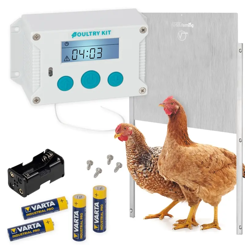 Jetzt Bestellen SET VOSS.farming Poultry Kit - automatische Hühnertür, Hühnerklappe 430 x 400mm