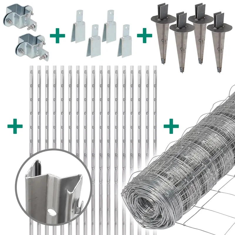 Direkt Vom Hersteller 50m Premium Plus Wildzaun Komplettset 100/8/15 + Z-Profilpfosten + Schellen + Kappen + Erdteller