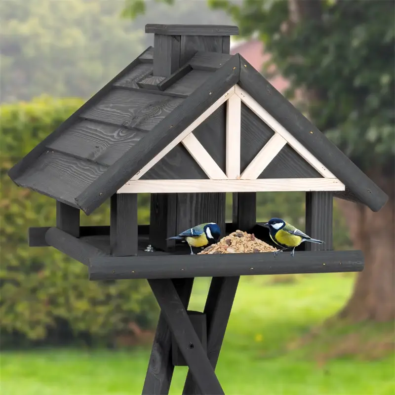 B-Ware: VOSS.garden "Valla" - massives Vogelhaus mit Kreuzstandfuß, grau/weiß Preiswert