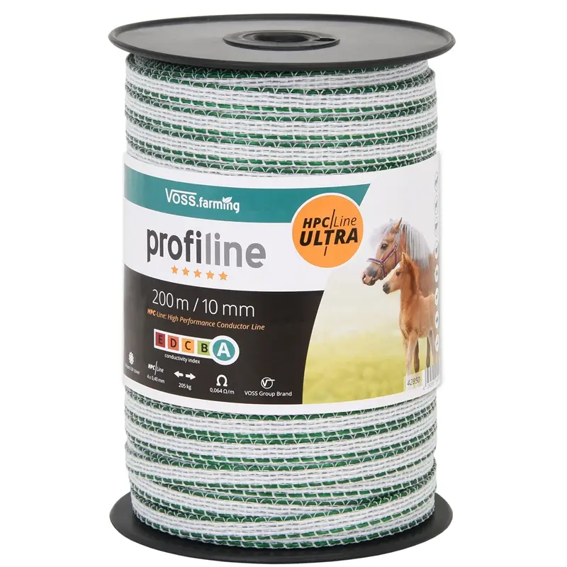 Abverkauf B-Ware: VOSS.farming Weidezaunband 200m, 10mm, 4x0,40 HPC/Ultra, weiß-grün