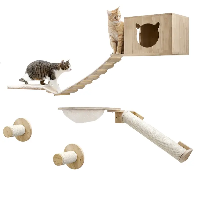 Heißes Angebot Massivholz Kletterwand für Katzen für die Wandmontage, natur/weiß