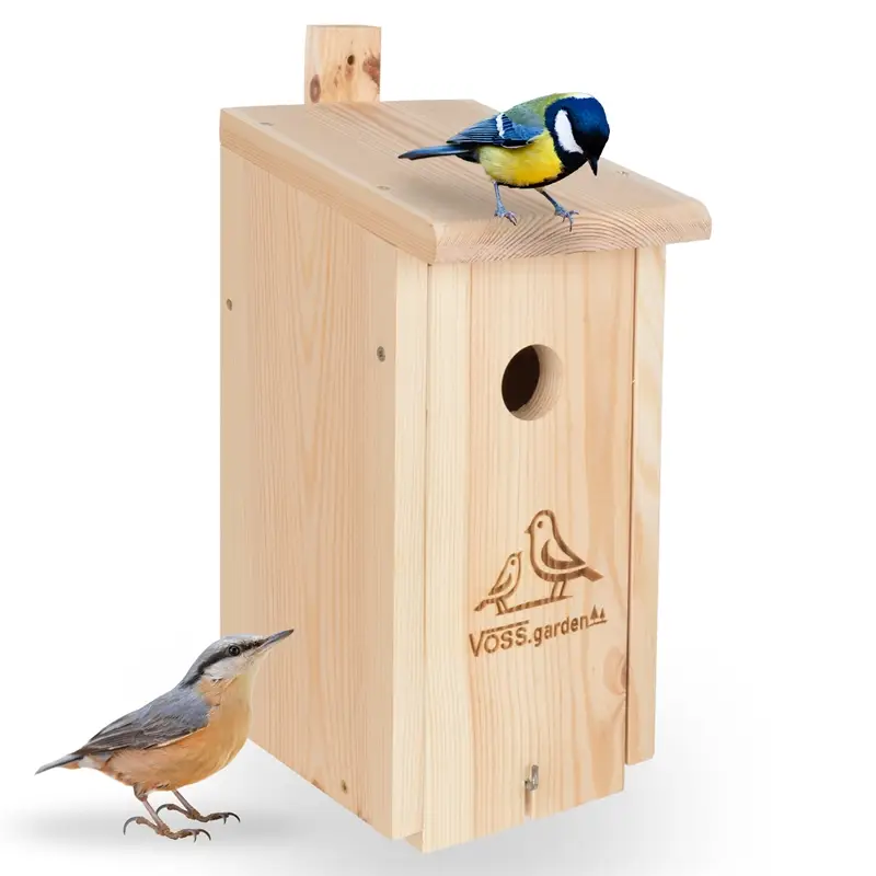 VOSS.garden Nistkasten "Willow", Natur - massiv Holz, Blaumeise & Wildvögel, Ø 32mm Must-Have