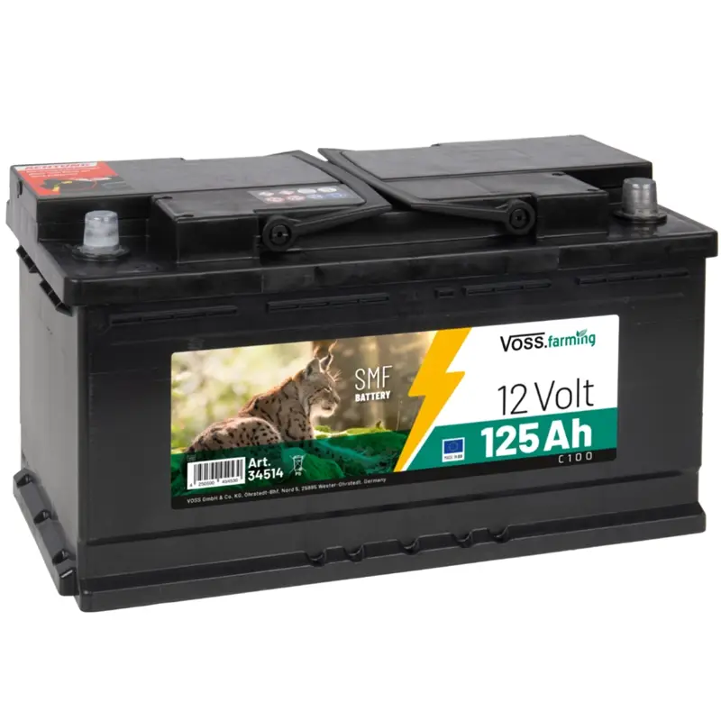 Neu VOSS.farming "12V SMF Akku 125Ah" für Weidezaungeräte, inklusive Säure