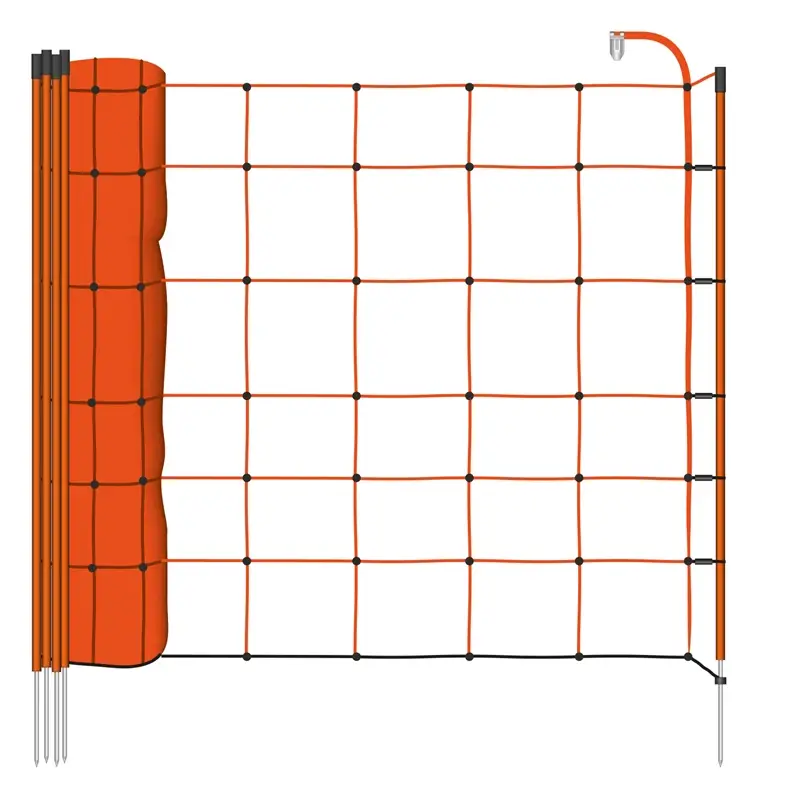 Sichere Zahlung B-Ware: 50m VOSS.farming BASIC Elektrozaun-Netz, Schafzaun, Schafnetz, 90cm, 1 Spitze, orange
