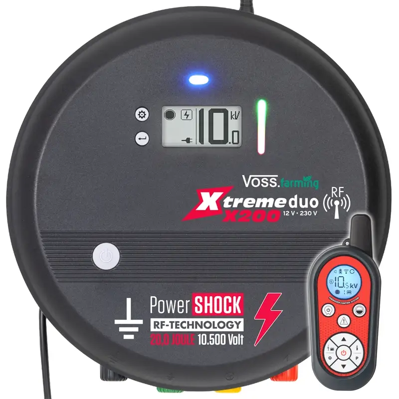 VOSS.farming "Xtreme duo X200 RF" - Profi-Weidezaungerät 20J mit Fernbedienung, 230V/12V Knallerangebot
