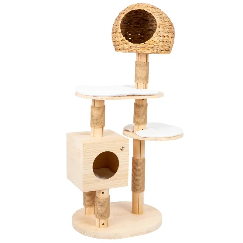 Geprüft B-Ware: VOSS.pet Kratzbaum "Rico" - Premium Massivholz Katzenkratzbaum mit Seegras
