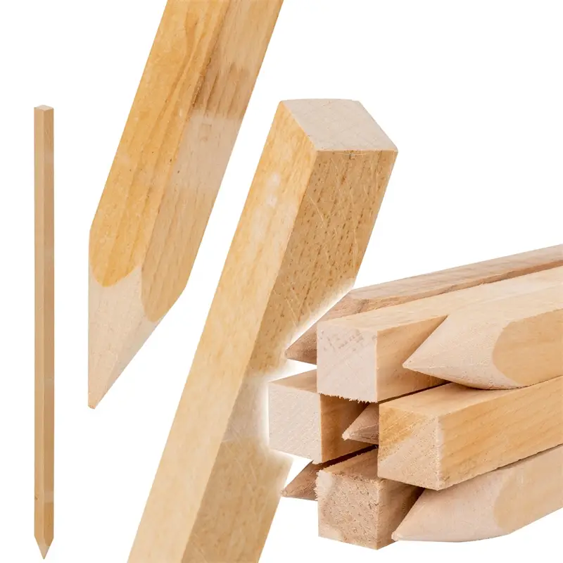Geprüft B-Ware: 9x VOSS.garden Holzpfahl Buche 130cm, Zaunpfahl, Pflanzpfahl, 2,7 x 2,7cm