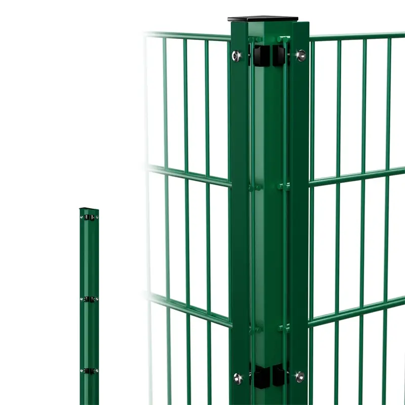 Saisonangebot VOSS.garden Doppelstabmattenzaun Eck-Zaunpfosten + Abdeckleiste, 100cm, grün, zum Einbetonieren