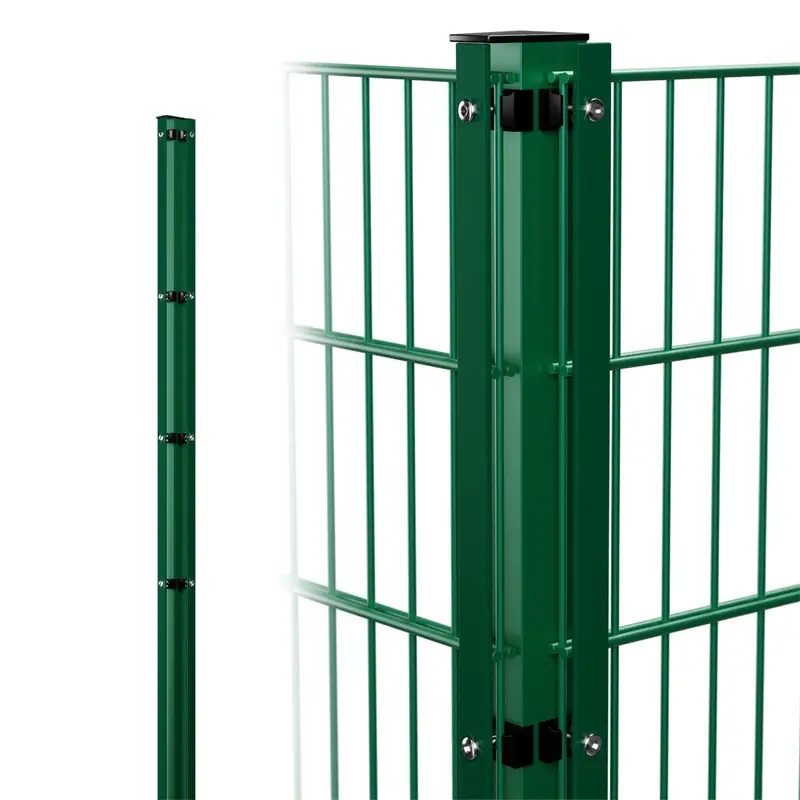 Sonderaktion VOSS.garden Doppelstabmattenzaun Eck-Zaunpfosten + Abdeckleiste, 220cm, grün, zum Einbetonieren
