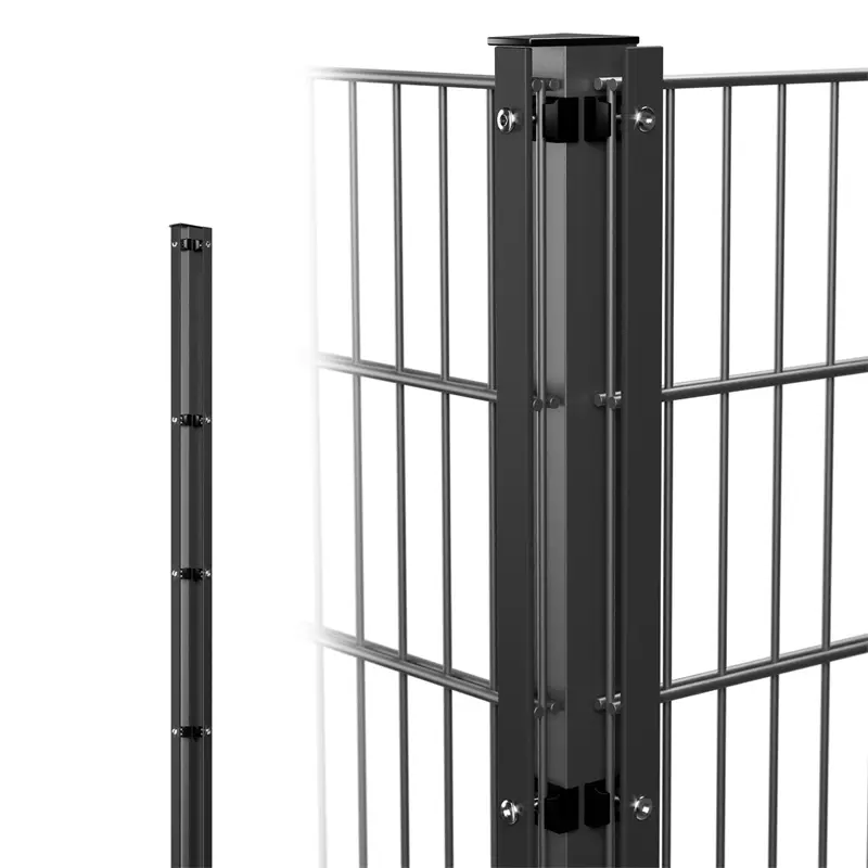 Neuheit VOSS.garden Doppelstabmattenzaun Eck-Zaunpfosten + Abdeckleiste, 170cm, anthrazit, zum Einbetonieren