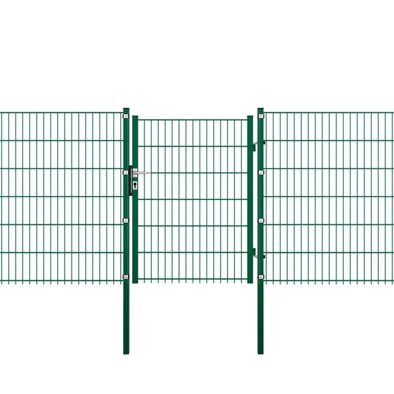 VOSS.garden Gartentor + Klemmen, 100x123cm, grün, Gartenpforte für Doppelstabmattenzaun Preisreduziert