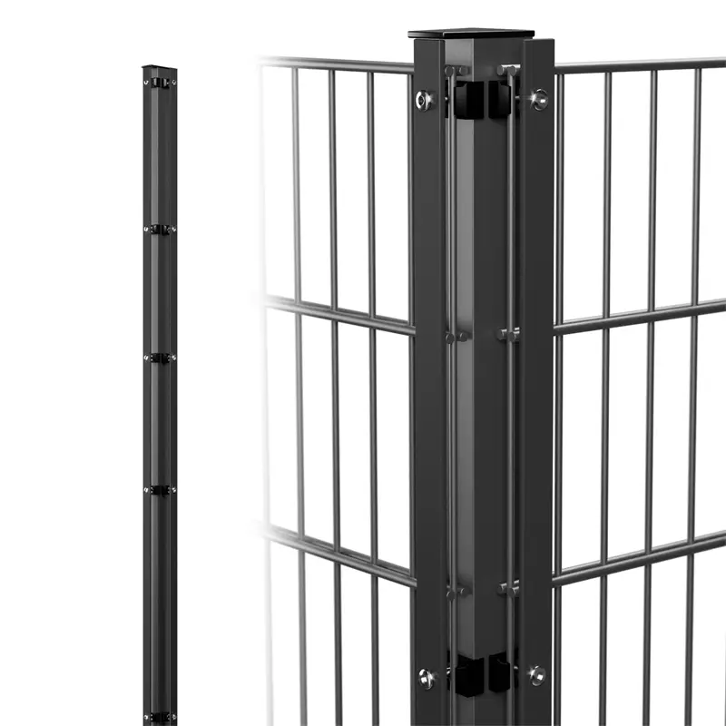 Neue Ware VOSS.garden Doppelstabmattenzaun Eck-Zaunpfosten + Abdeckleiste, 240cm, anthrazit, zum Einbetonieren