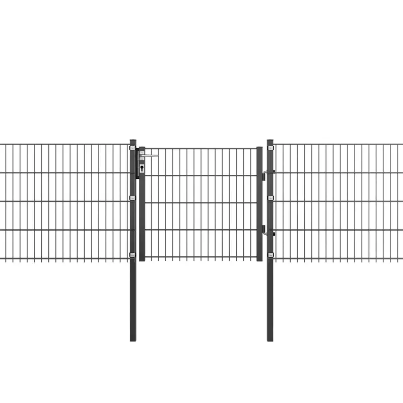Markenprodukt VOSS.garden Gartentor + Klemmen, 100x83cm, anthrazit, Gartenpforte für Doppelstabmattenzaun