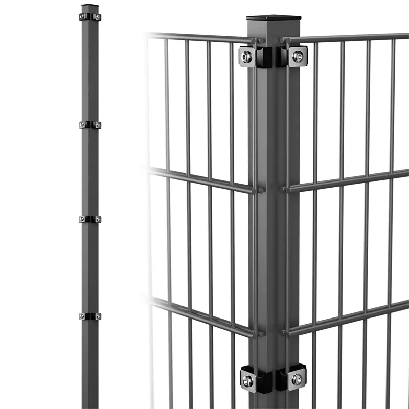 Highlight VOSS.garden Doppelstabmattenzaun Eck-Zaunpfosten + Klemmen, 260cm, anthrazit, zum Einbetonieren