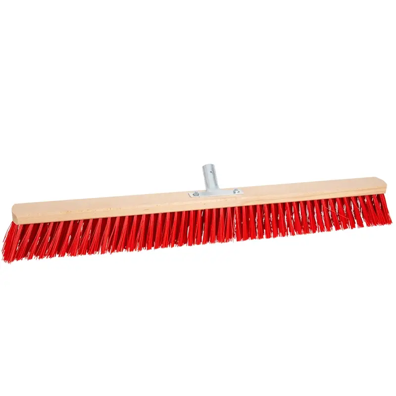 Echt Straßenbesen 80cm mit Metallhalter, Borsten aus Elaston, Besen für Haus & Hof, rot