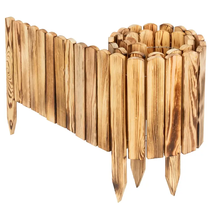 Beeteinfassung Holz 200 x 30cm, Rollborder, Rollzaun, Steckzaun, geflammt Sonderaktion