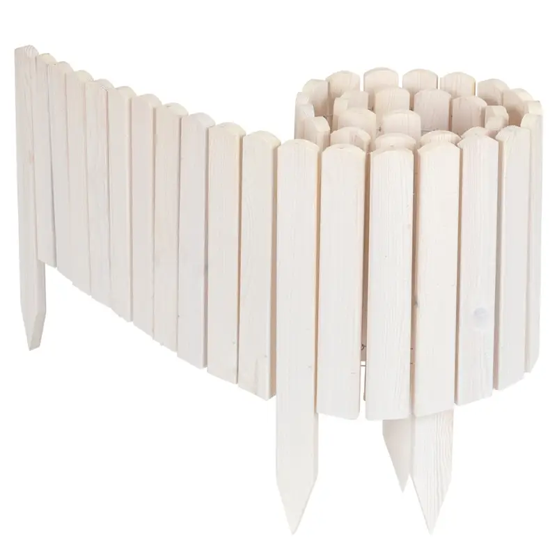 Schneller Versand Beeteinfassung Holz 200 x 30cm, Rollborder, Steckzaun, Beetumrandung, weiss