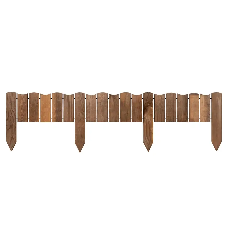 Beeteinfassung Holz 110 x 15cm, Rollborder, Steckzaun, Beetumrandung, braun Highlight