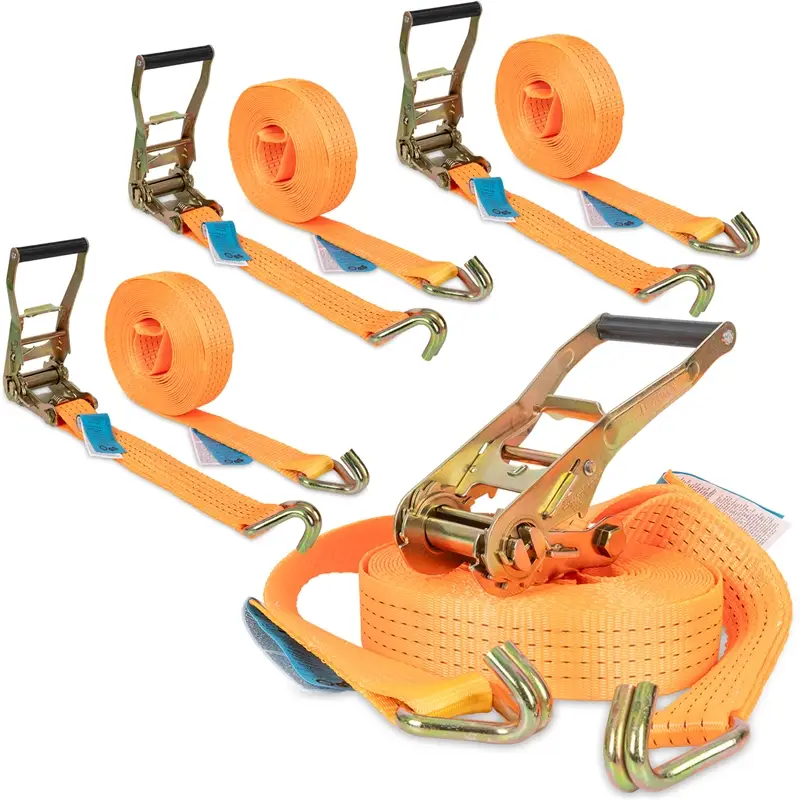 4x Spanngurt mit Ratsche + 2 Haken, 8m, 50mm, 4000kg, 2-tlg. Preiswert