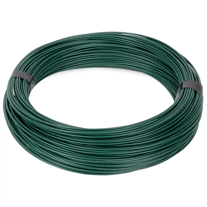 Markenware VOSS.farming Spanndraht 110m x 3,4mm, Stahldraht für Maschendrahtzäune, grün ummantelt