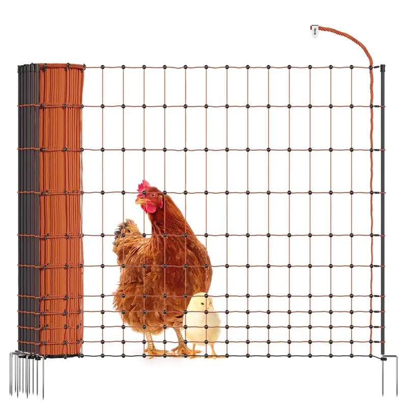 VOSS.farming classic 50m Hühnerzaun, Geflügelnetz, 106cm, 16 Pfähle, 2 Spitzen, orange Angebot