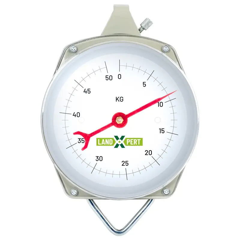 LandXpert Zeigerschnellwaage 50kg, Hängewaage, Federwaage, 200g Teilung, 2 Haken, Futterkontrolle Mega-Angebot