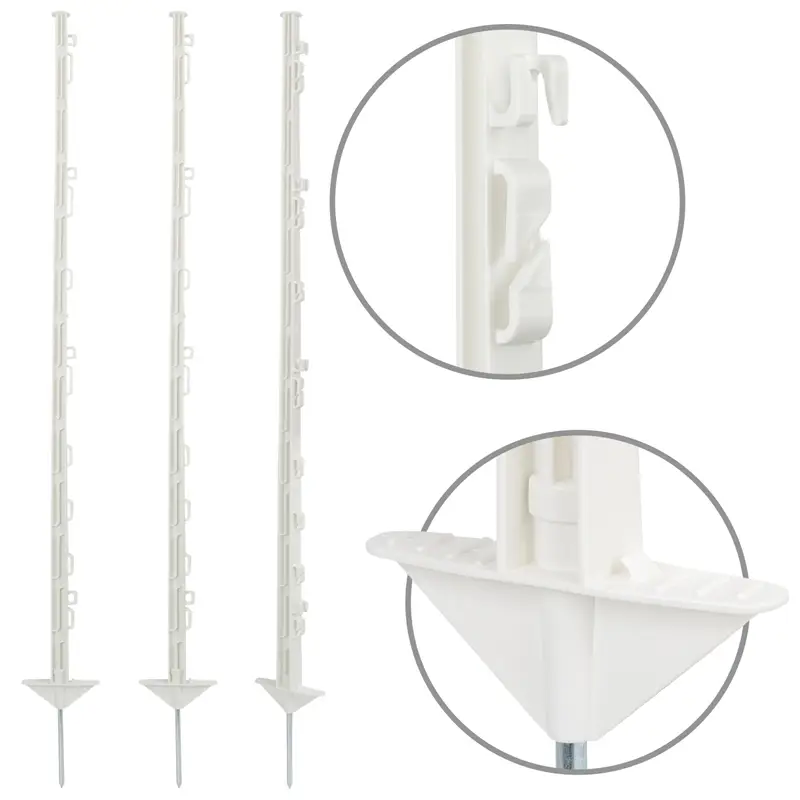 20x VOSS.farming Weidezaunpfähle, Kunststoff, 125 cm, 12 Ösen, weiß Mega-Angebot