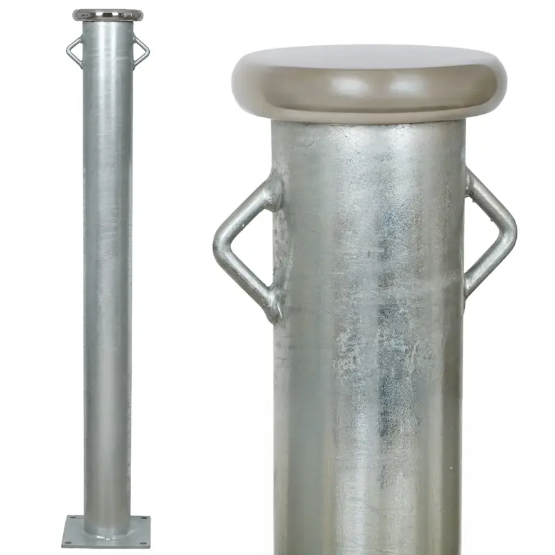 Saisonangebot Growi® Anbindepfosten 170cm aus Rundrohr mit Bodenplatte, Ø 102mm, Putzplatz, Waschplatz