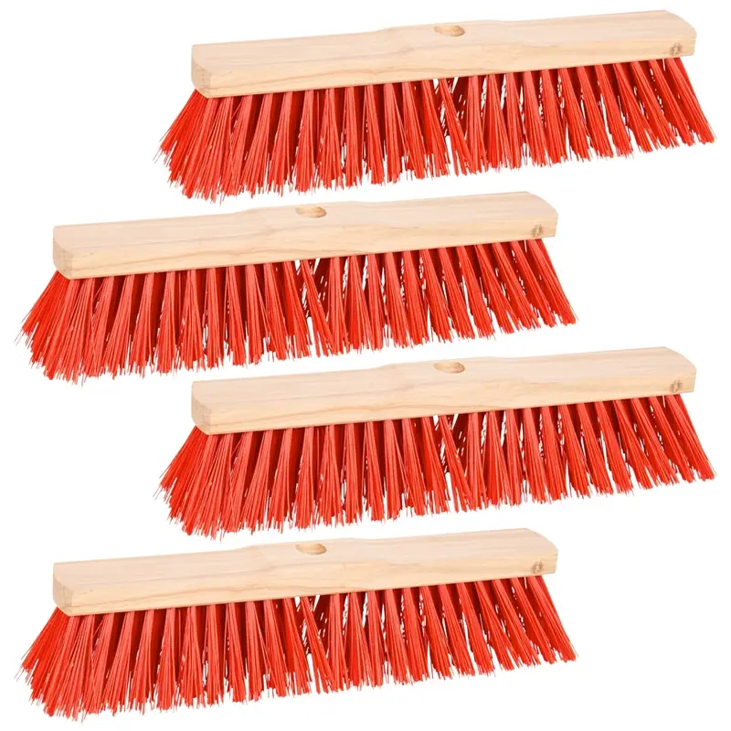 Bestpreis 4x Straßenbesen 40cm, Borsten aus Elaston, Besen für Haus & Hof, rot