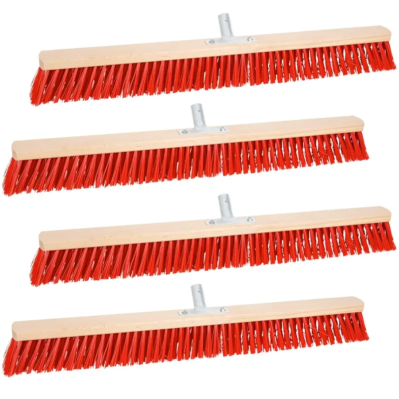 4x extra breiter Straßenbesen 80cm mit Metallhalter, Borsten aus Elaston, Besen für Haus & Hof, rot Aktuell