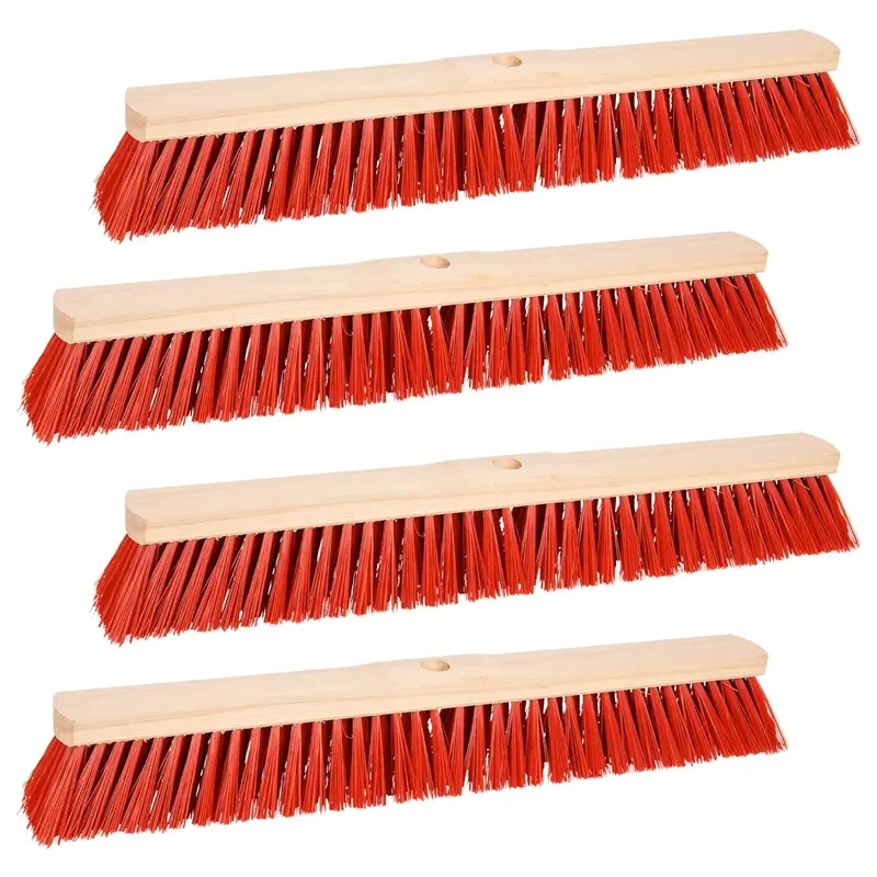 Preiswert 4x Straßenbesen 60cm, Borsten aus Elaston, Besen für Haus & Hof, rot