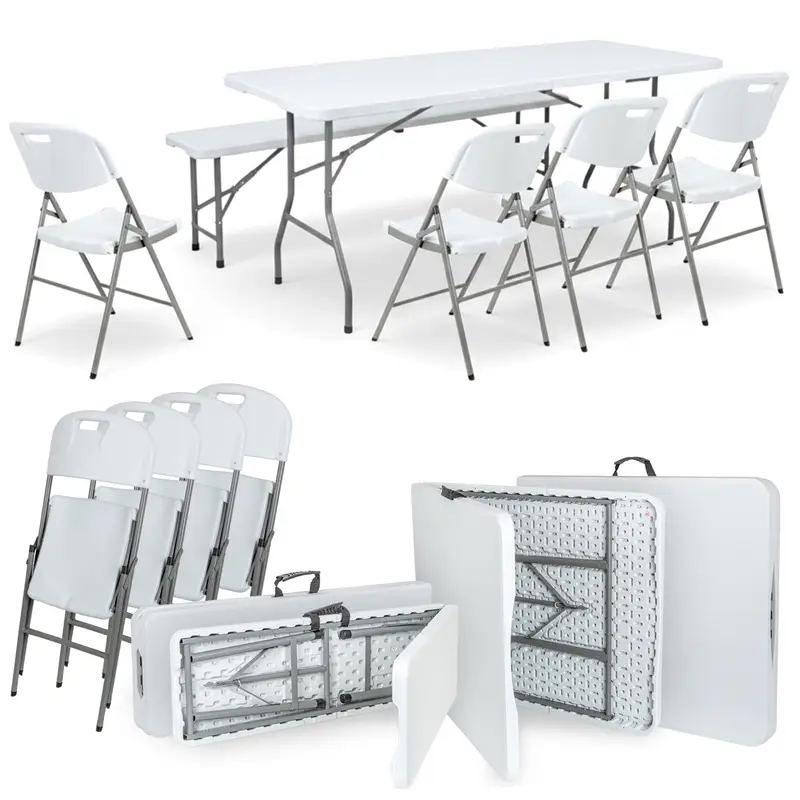 VOSS.garden Sitzgruppe 180cm, 1x Tisch + 1x Bank + 4 Stühle, klappbar Preis Gesenkt