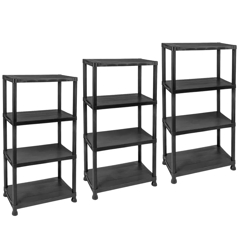 Preis Gesenkt 3x LandXpert Kunststoffregal-61x31x131cm, 100kg, 4 Böden, schwarz