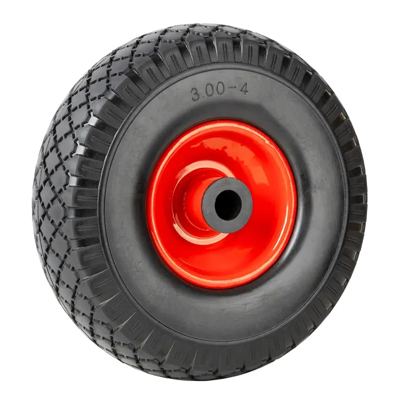 Knallerangebot PU-Rad mit Stahlfelge 3.00-4 schwarz-rot, Sackkarrenrad, Ersatzrad, pannensicher