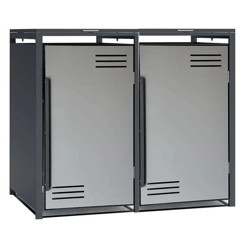 Growi® Mülltonnenbox für 2 Tonnen 116x132x80cm, feuerverzinkt, Müllbox, Mülltonnenverkleidung Solange Der Vorrat Reicht