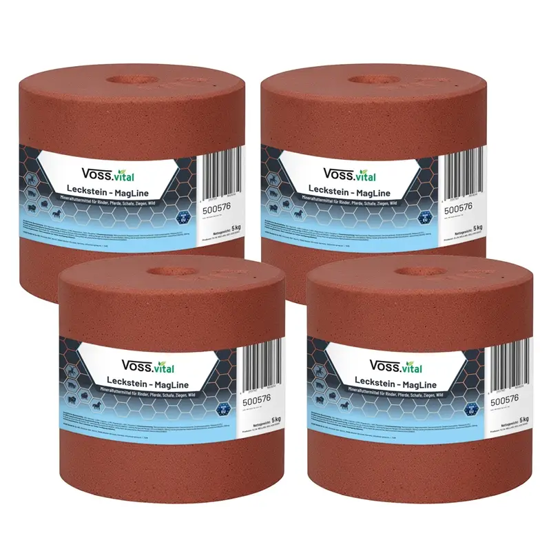 VOSS.vital Leckstein - MagLine - Mineralsalz-Leckstein mit Magnesium 4x5kg Finale Aktion
