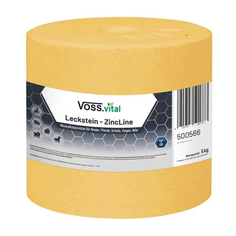 VOSS.vital Leckstein - ZincLine - zinkreicher Mineral-Leckstein 5kg Sichere Zahlung
