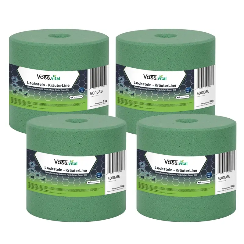 VOSS.vital Leckstein - KräuterLine - Mineral-Leckstein mit Kräutern 4x5kg Preis Gesenkt