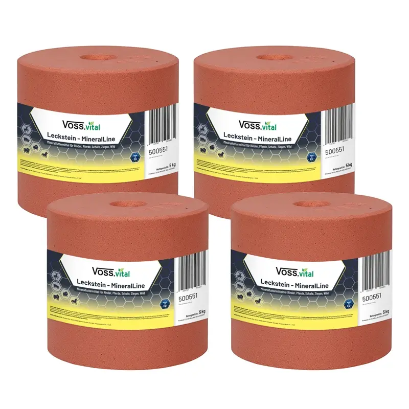 Echt VOSS.vital Leckstein - MineralLine - Salzleckstein mit Spurenelementen 4x5kg