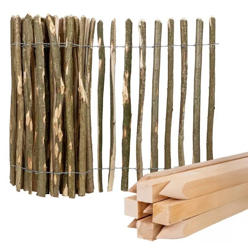 Nur Heute SPARSET 5m VOSS.garden Staketenzaun "natura" natürliche Rinde, mit 9 Buchenpfählen 90cm