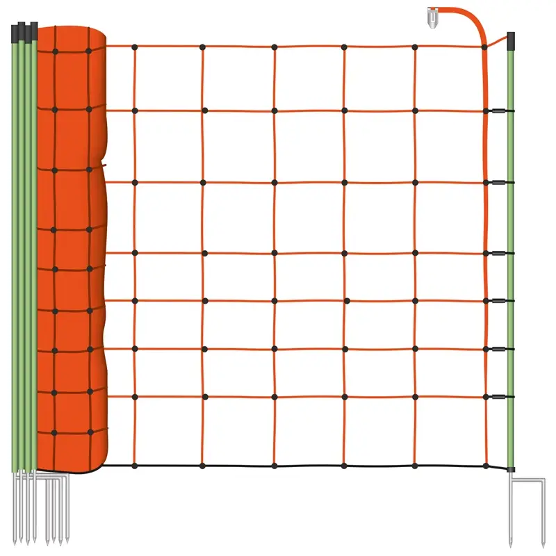 EuroNetz Schafnetz 50m, 90cm, 2 Spitzen, Elektrozaun-Netz, Schafzaun, orange Letzte Chance