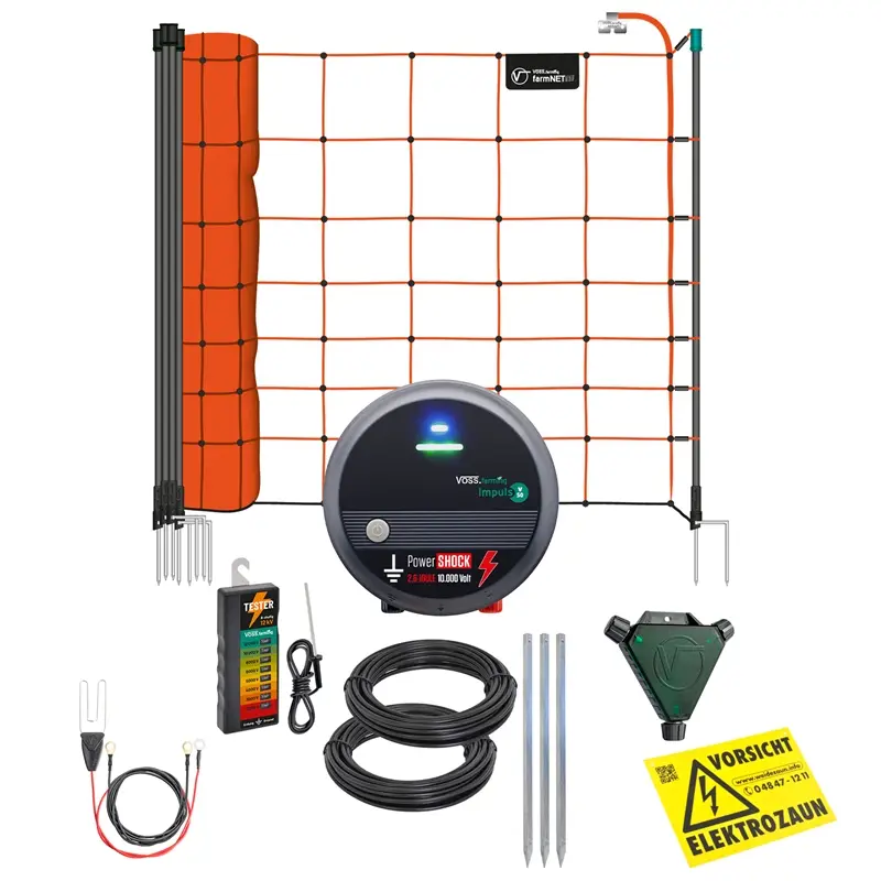 VOSS.farming Schafzaun-Set für 50m, inkl. Weidezaungerät 230V und Schafnetz 90cm Sonderaktion