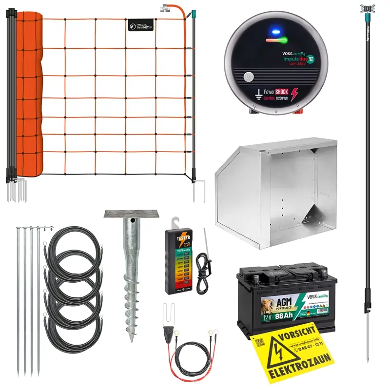 Top-Seller VOSS.farming Schafzaun-Set für 450m, inkl. Weidezaungerät 12V und Schafnetz 90cm