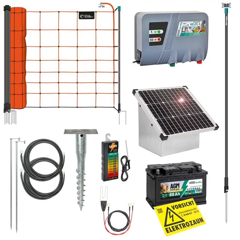 Sichere Zahlung VOSS.farming Schafzaun-Set für 350m, inkl. 35W Solarsystem HELOS 4 und Schafnetz 90cm