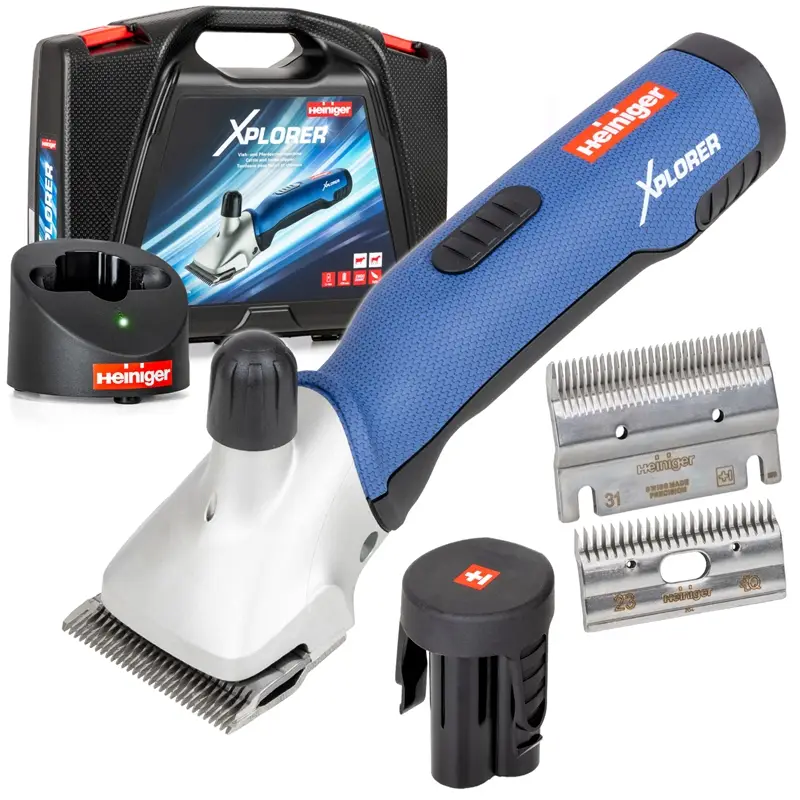 B-Ware: Heiniger Xplorer, Rinder- Pferdeschermaschine, 1 Akku, inkl. 31/23 Messerset Beliebt